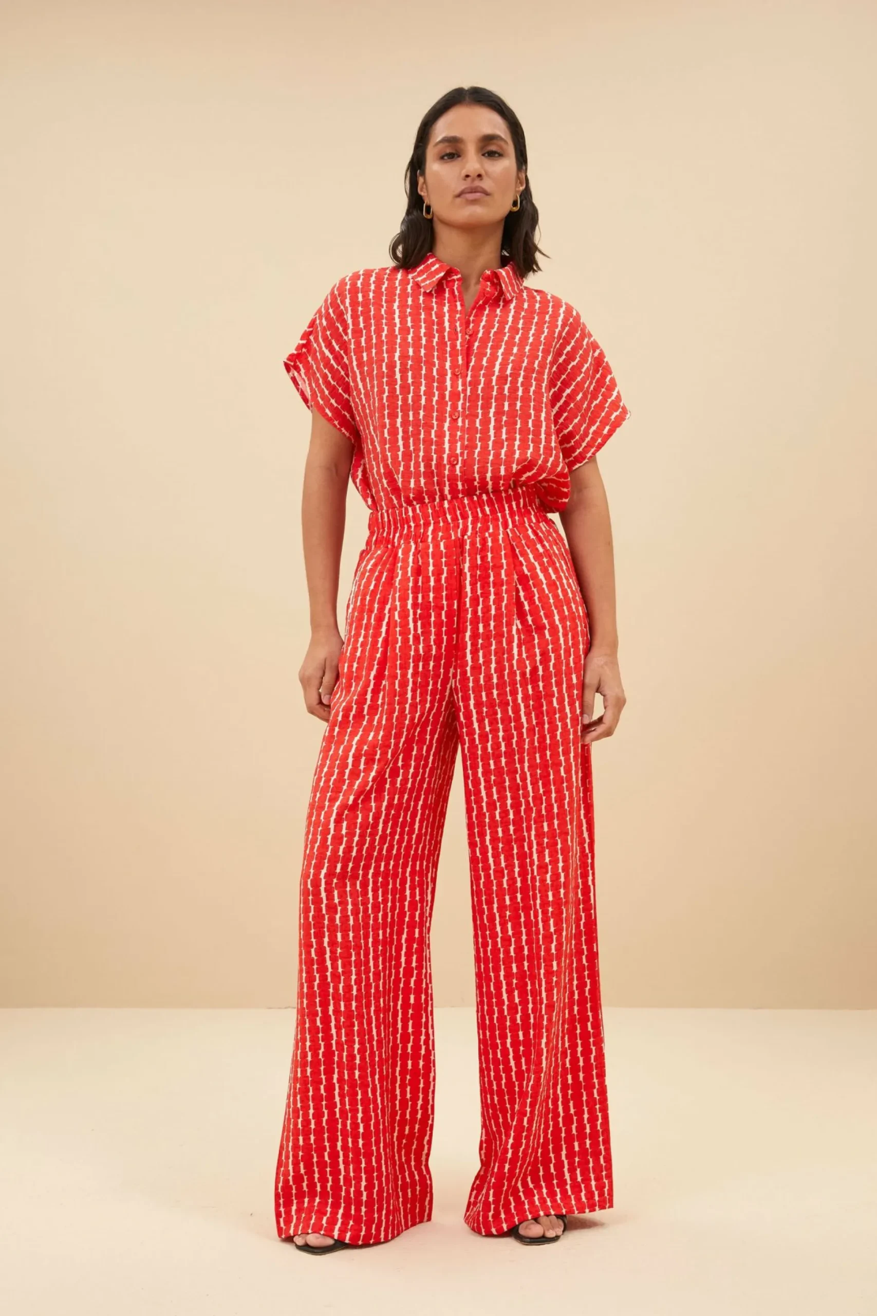 By bar Broeken<Benji Red Groove Pant