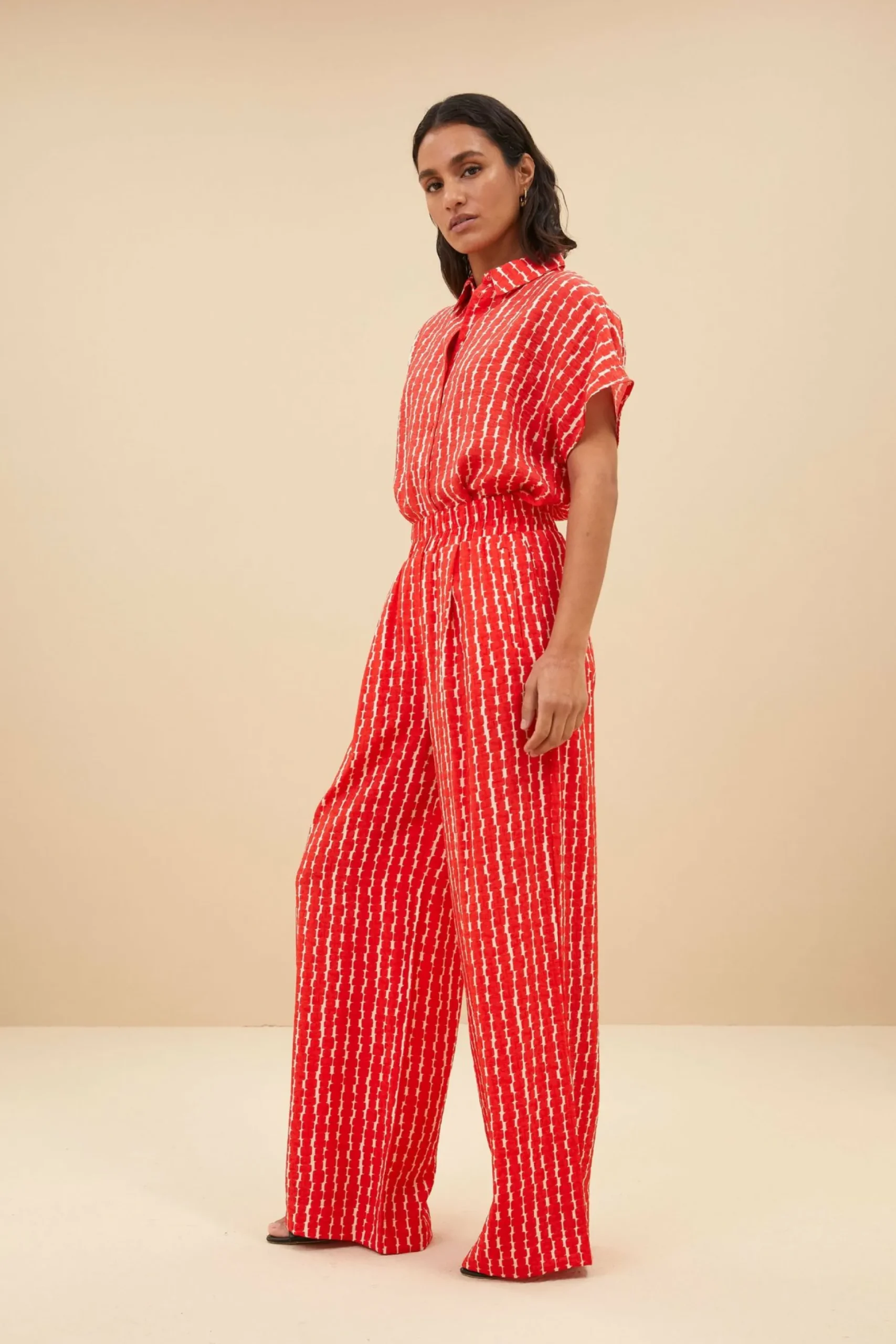 By bar Broeken<Benji Red Groove Pant