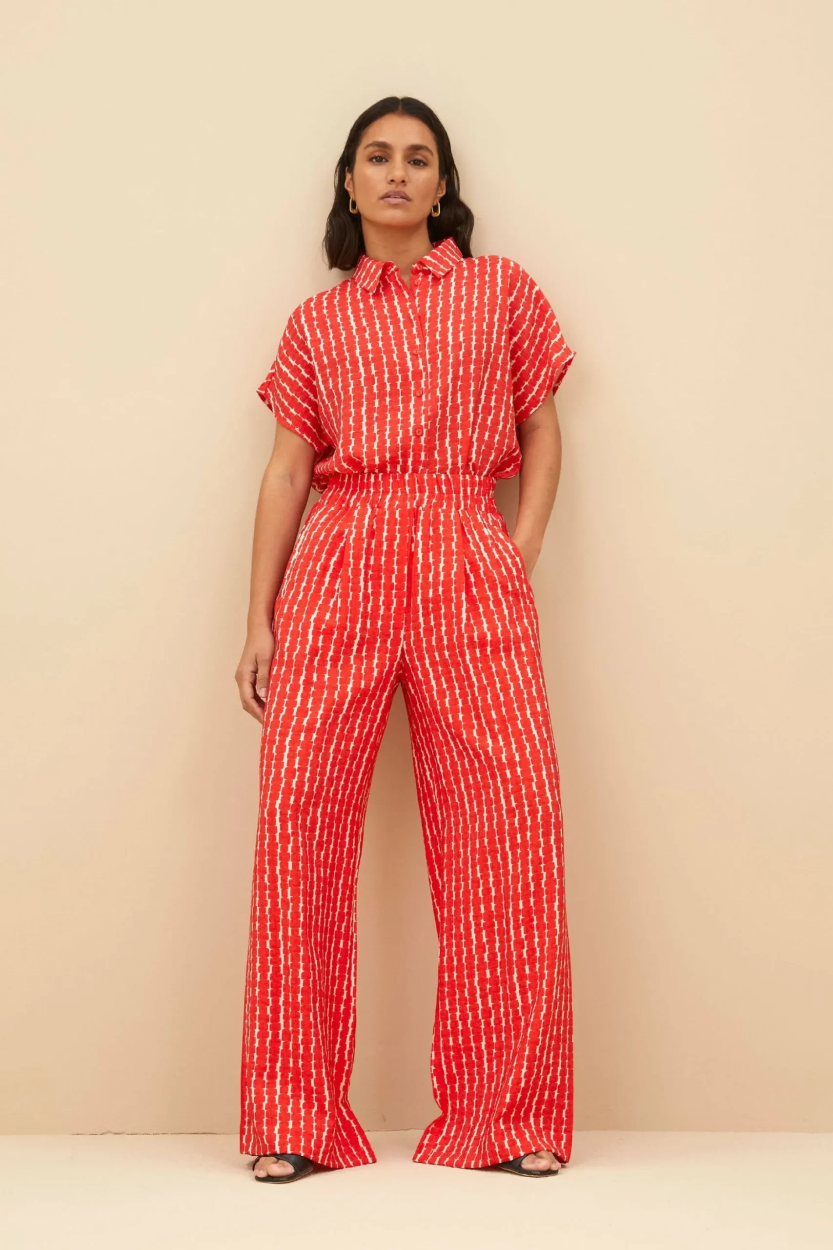 By bar Broeken<Benji Red Groove Pant