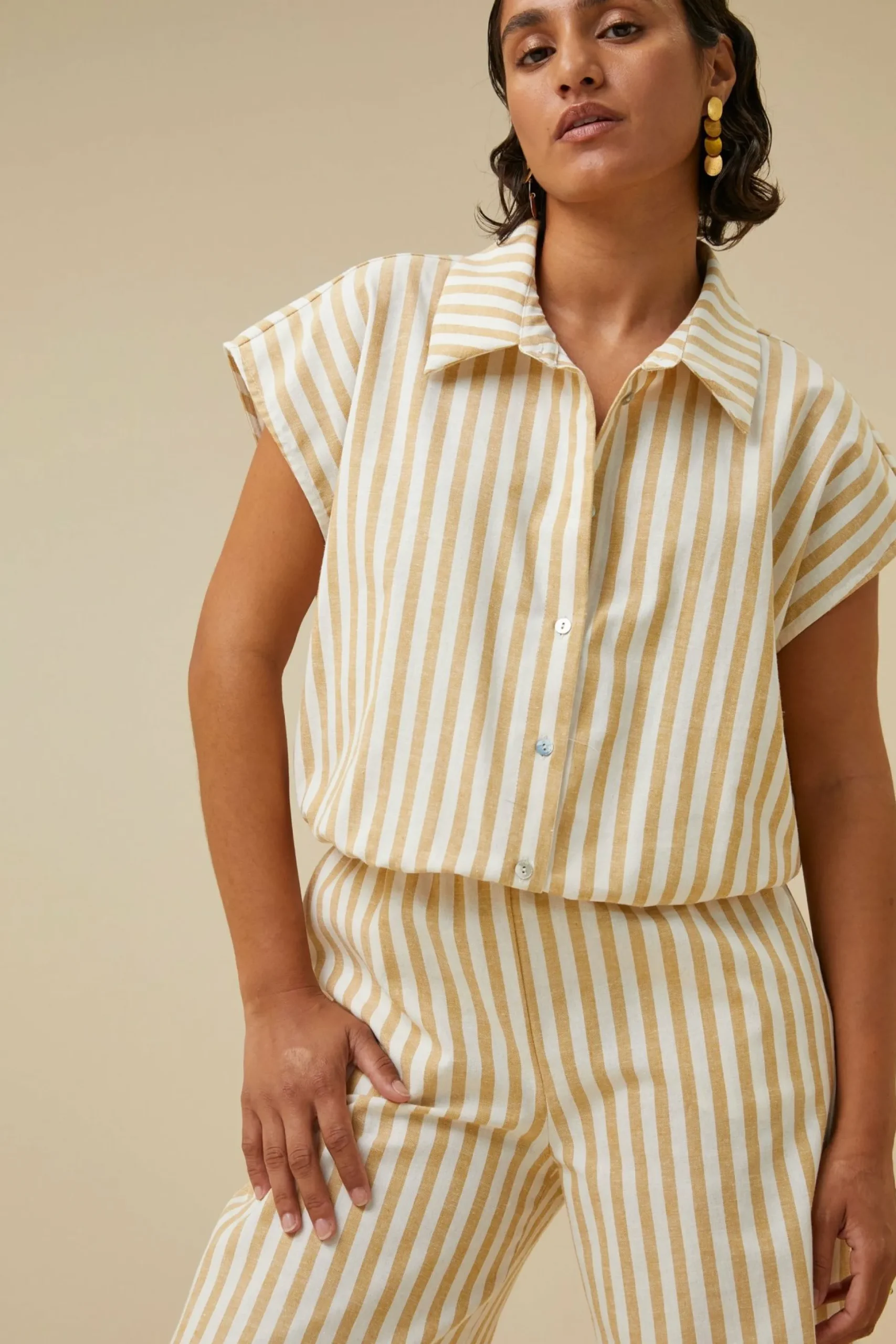 By bar Blouses<Bieke Linen Stripe Blouse