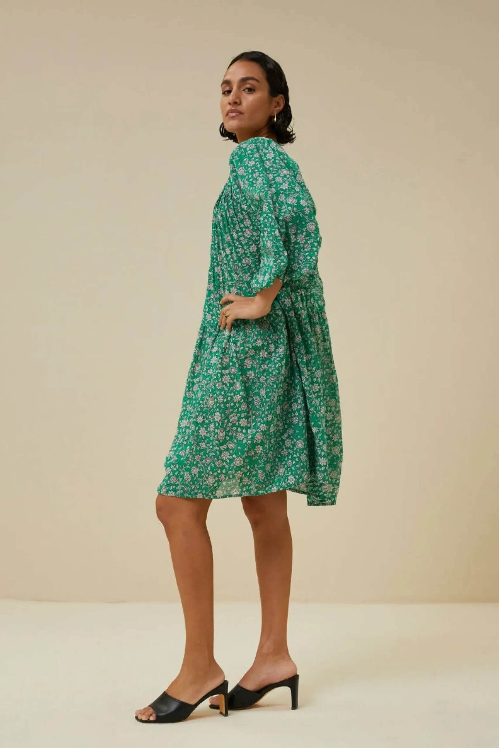 By bar Jurken<Bowie Green Flower Dress