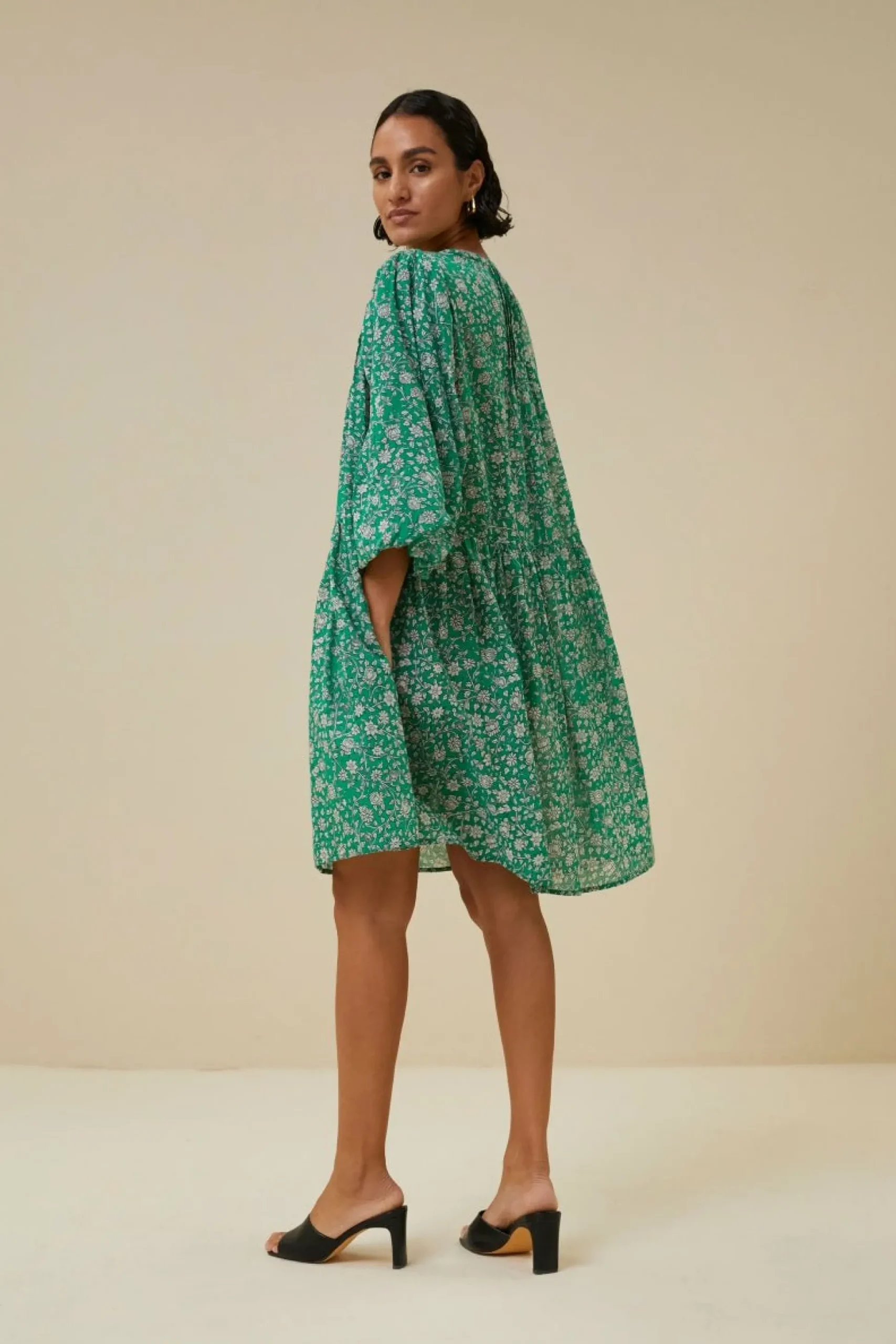 By bar Jurken<Bowie Green Flower Dress