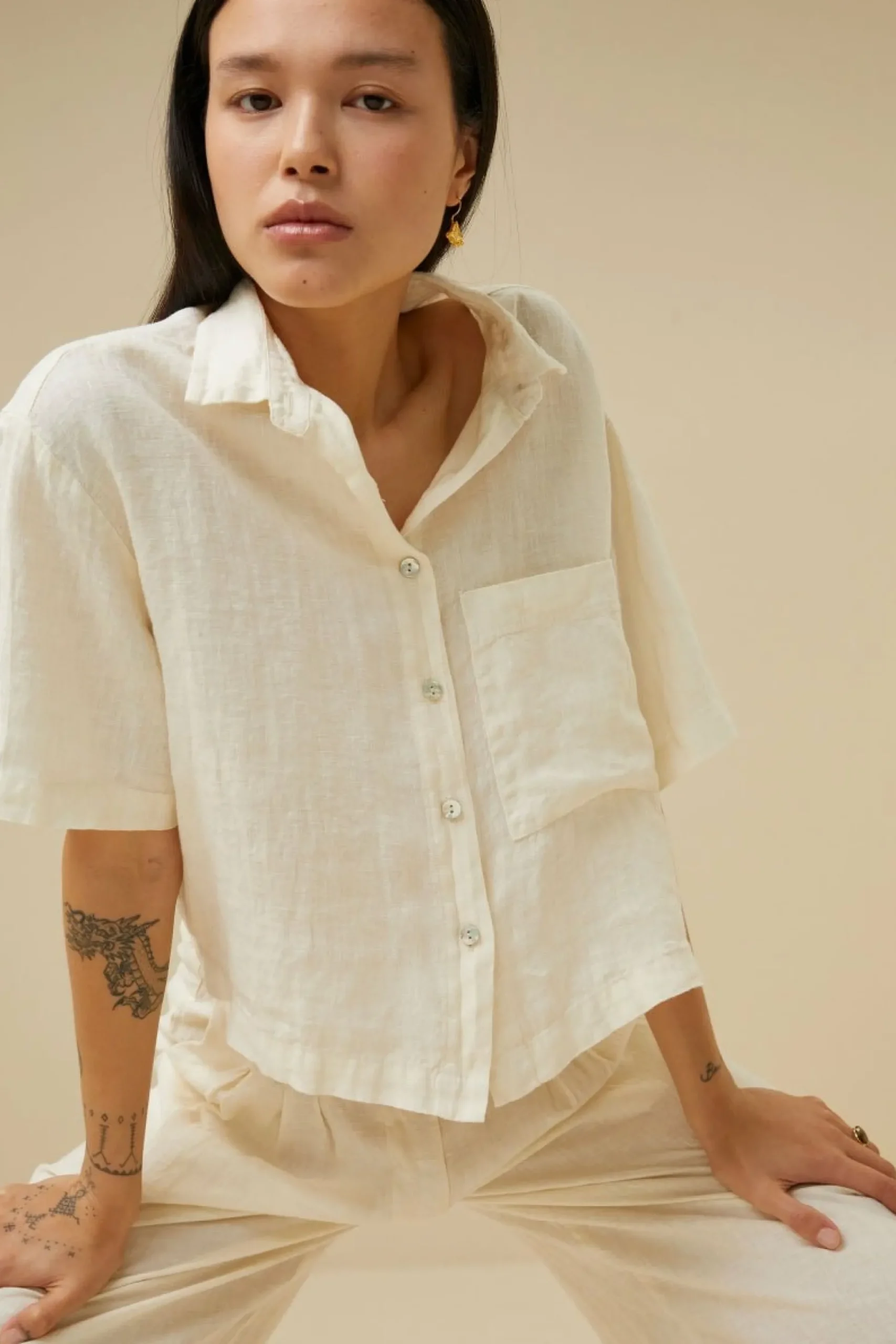 By bar Co-Ord Sets<Cris Linen Blouse