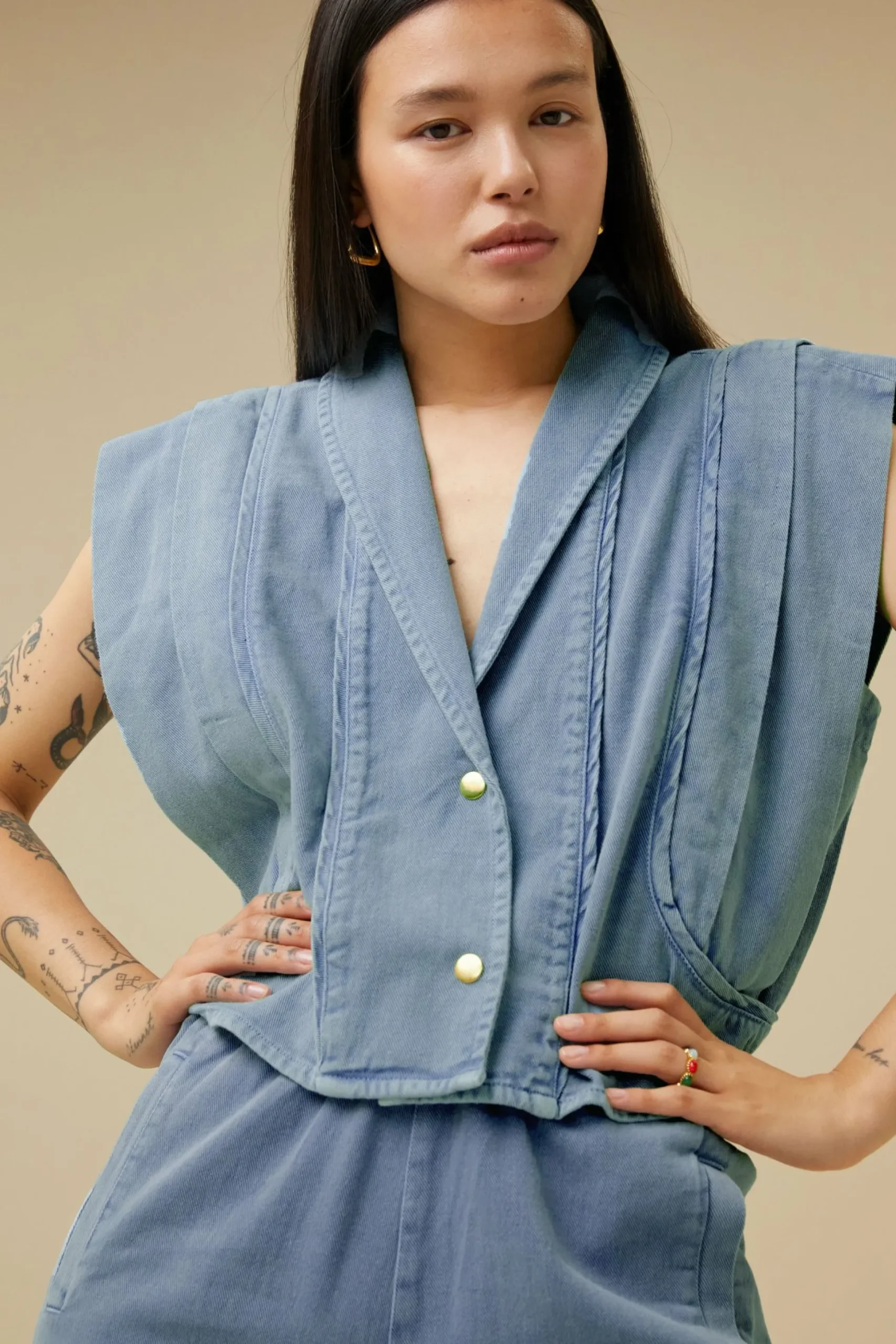 By bar Co-Ord Sets<Jane Sleeveless Denim Jacket