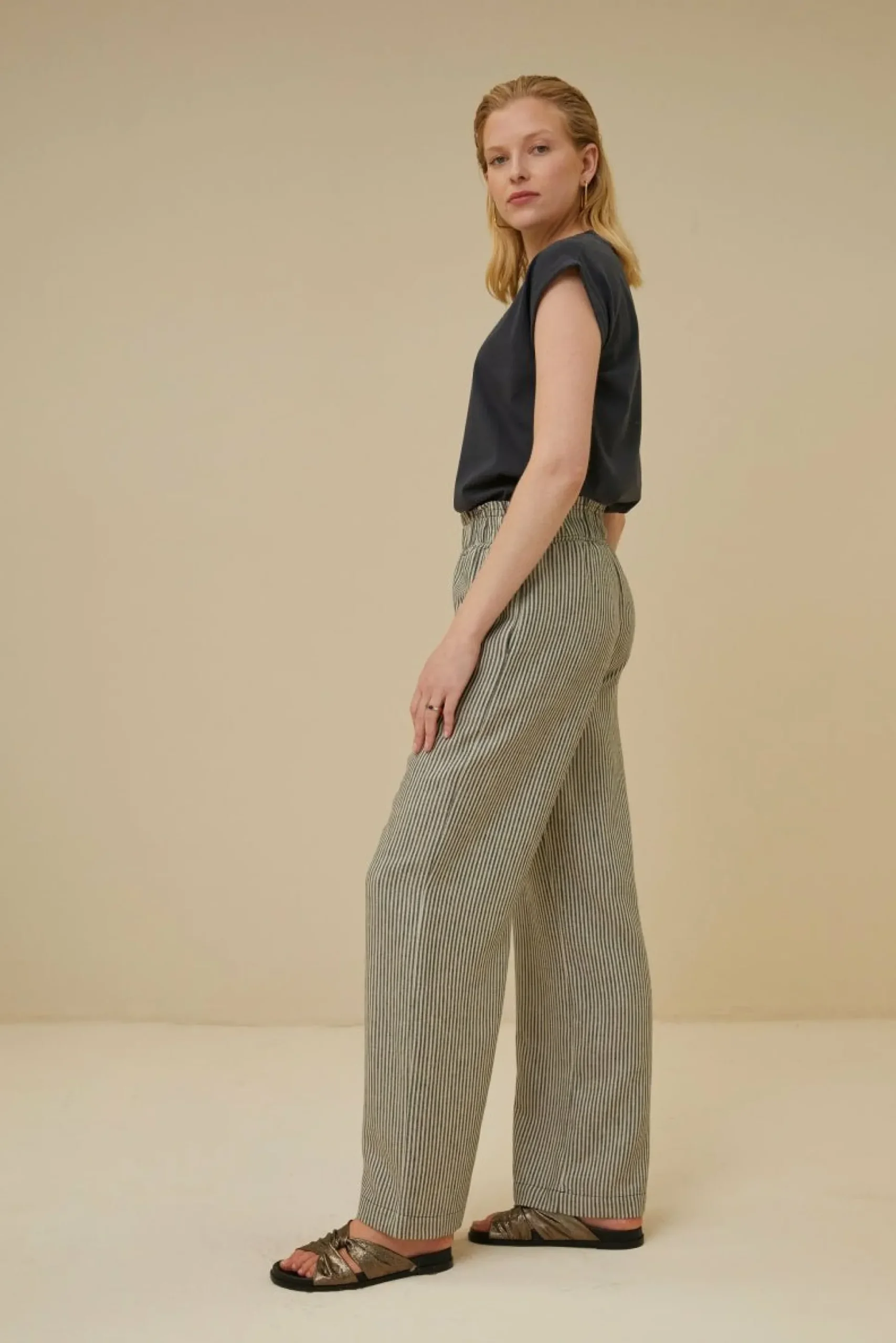 By bar Broeken<Robyn Linen Stripe Pant