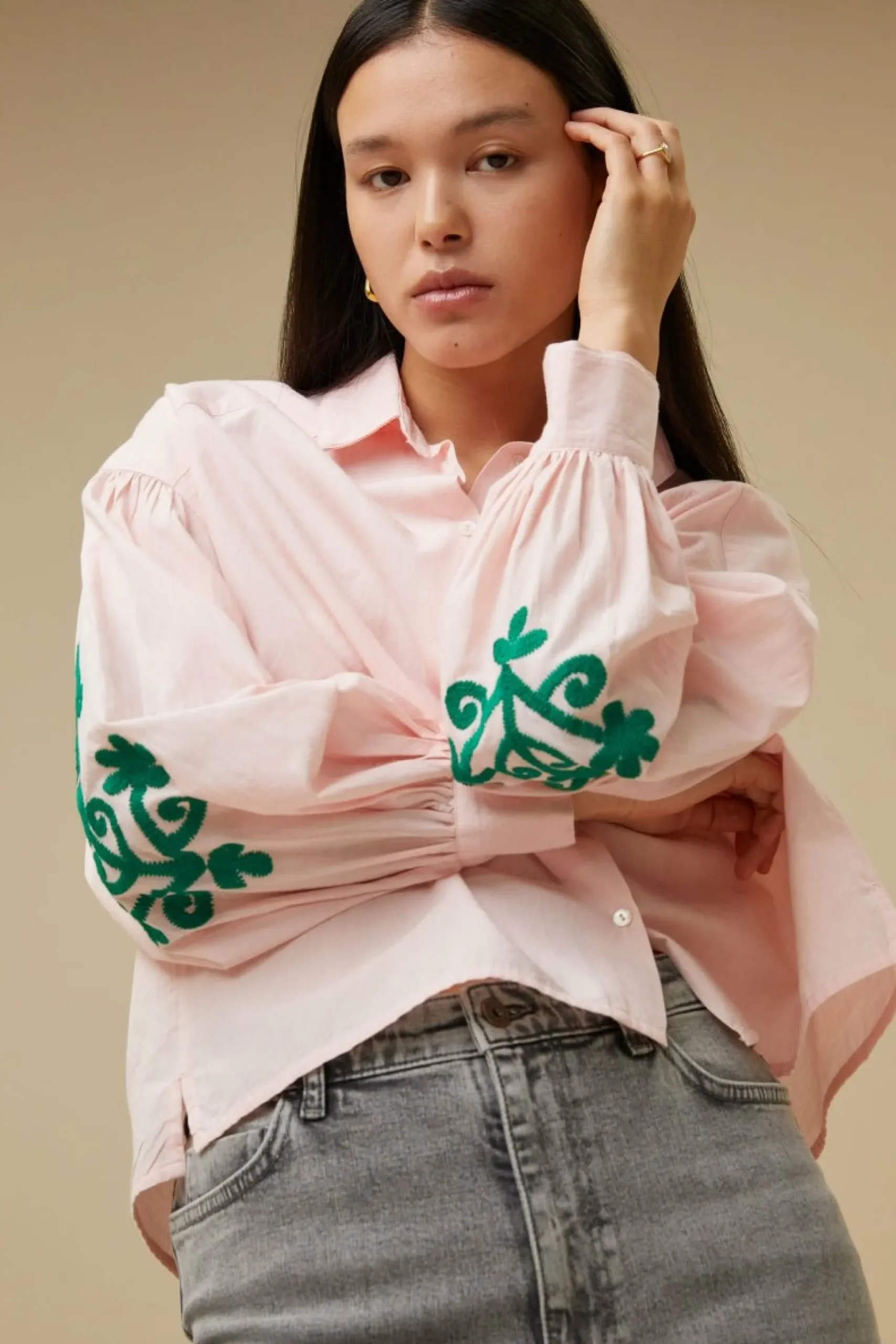 By bar Blouses<Sarah Short Chambray Blouse