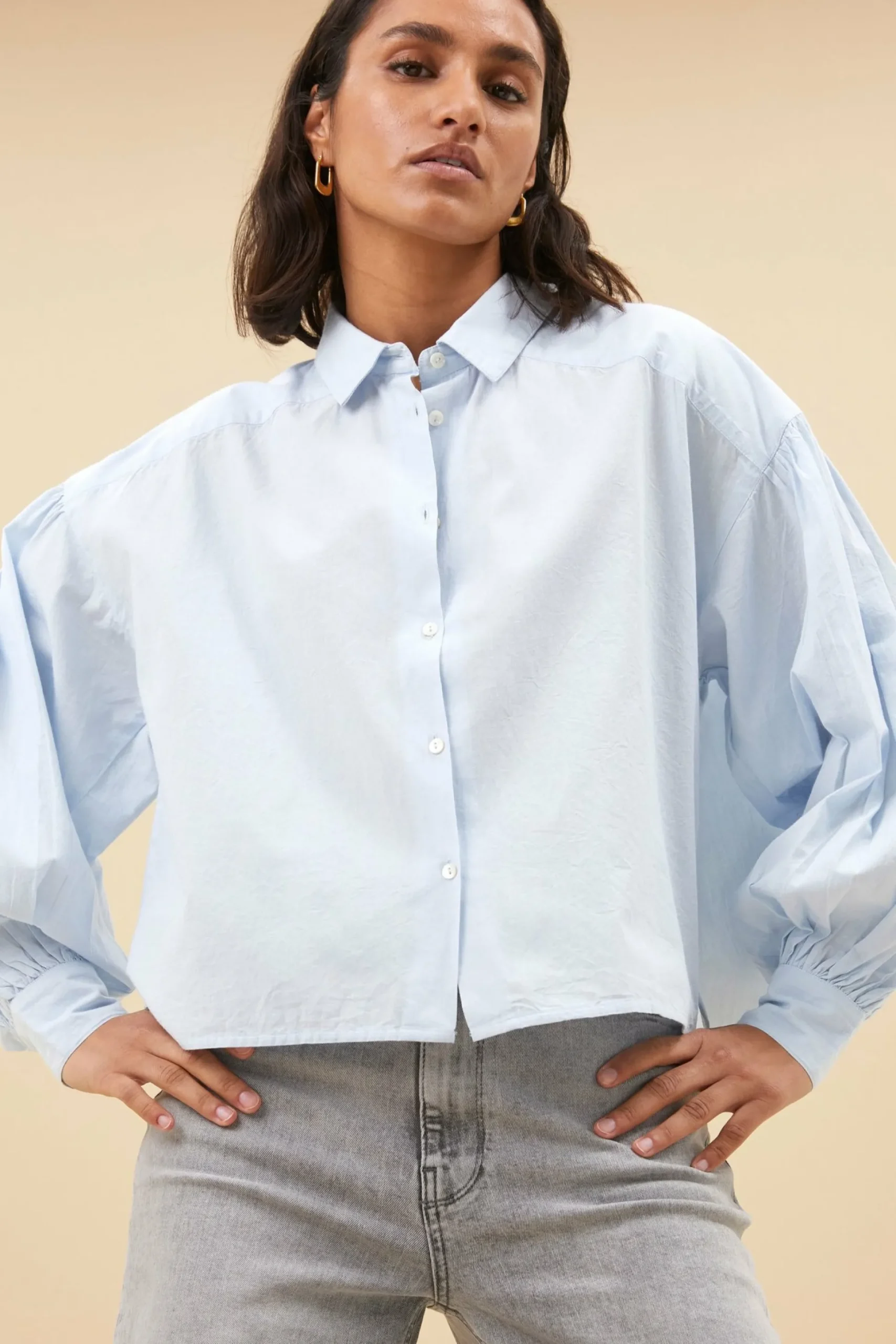 By bar Blouses<Sarah Short Chambray Blouse