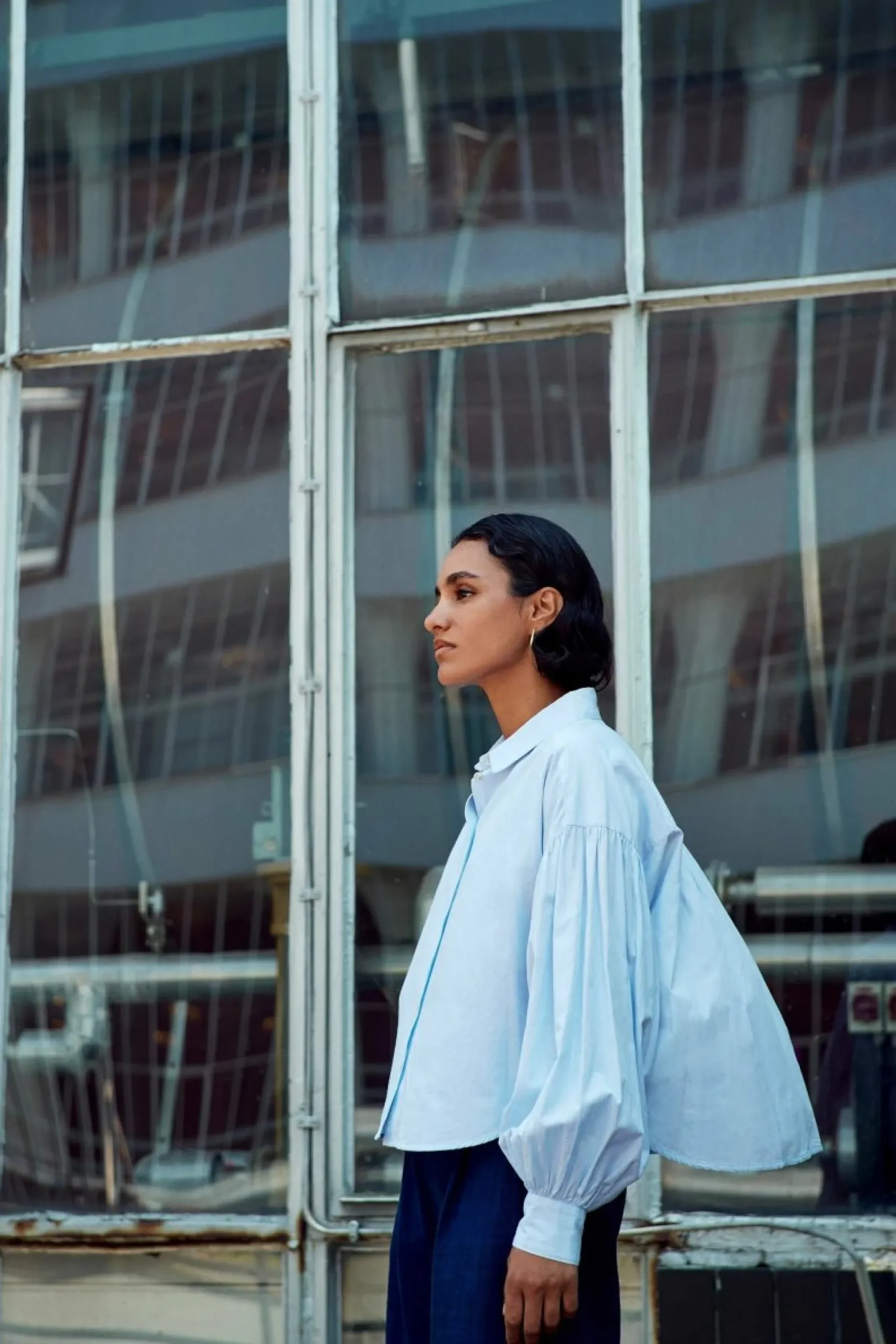 By bar Blouses<Sarah Short Chambray Blouse