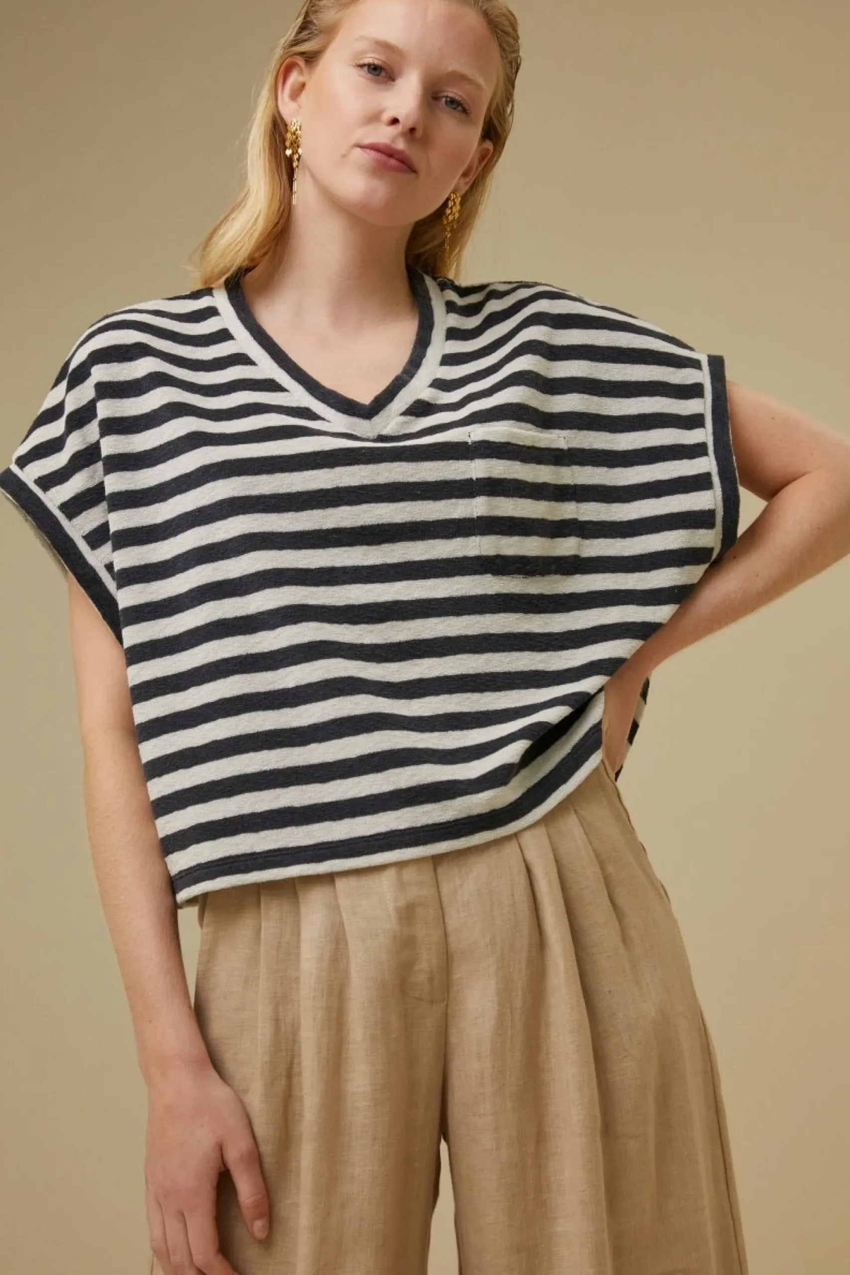 By bar Tops & Shirts<Tammie Slub Stripe Top